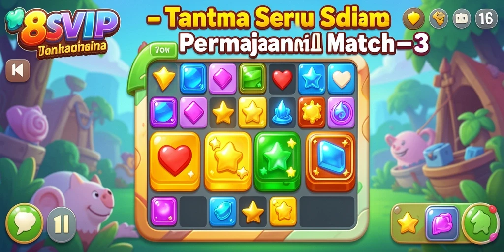 Tampilan gameplay seru dari 8SVIP, permainan Match-3 yang menantang.