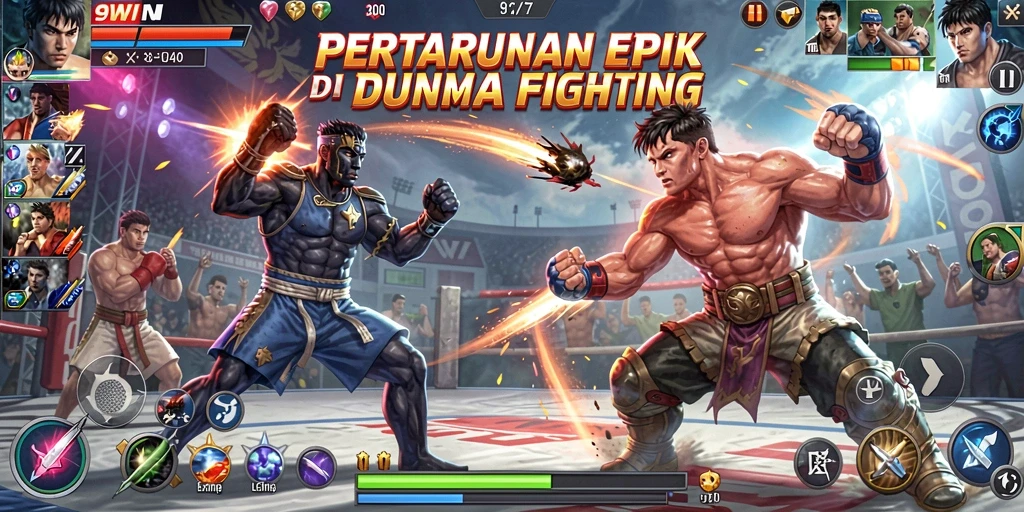 Tampilan utama gameplay <strong>9WIN</strong> yang menampilkan pertarungan mendebarkan.