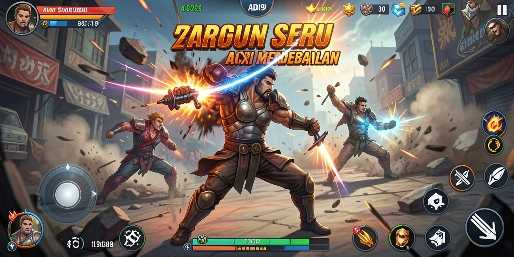 Screenshot gameplay ADI99, menampilkan aksi pertarungan yang mendebarkan.