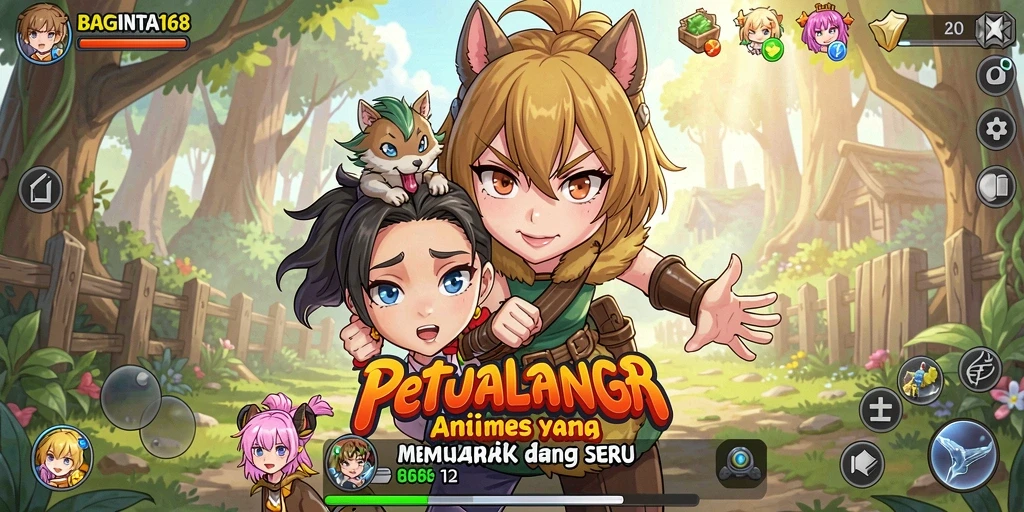 Screenshot gameplay BAGINTA168 dengan visual karakter anime yang menarik.