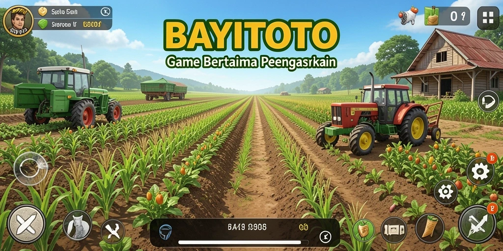 Tampilan gameplay seru dalam BAYITOTO dengan aktivitas bertani.