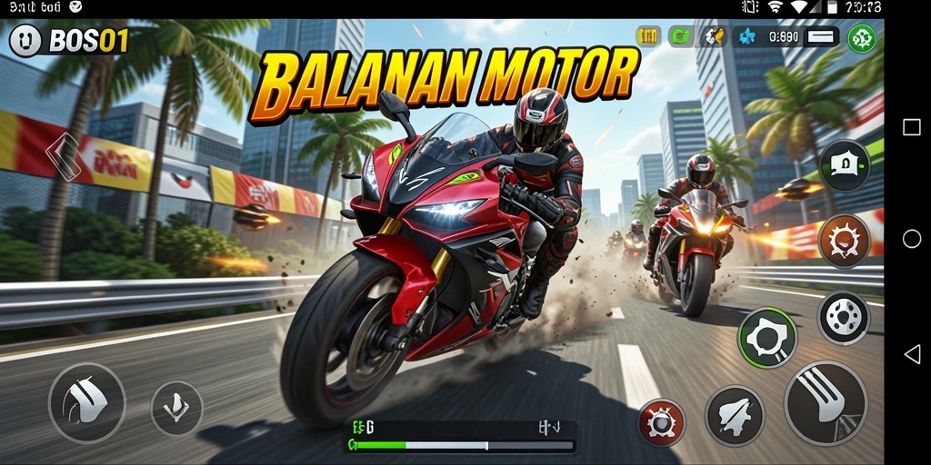 Tampilan menarik dari gameplay balapan motor di BOS01.