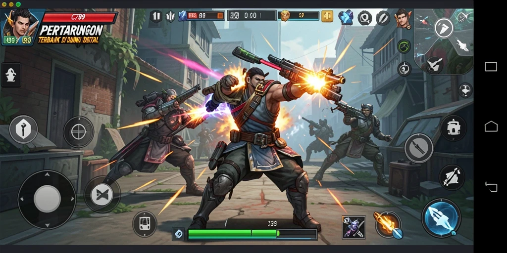 Tampilan gameplay menegangkan dalam pertarungan C789 yang intens.