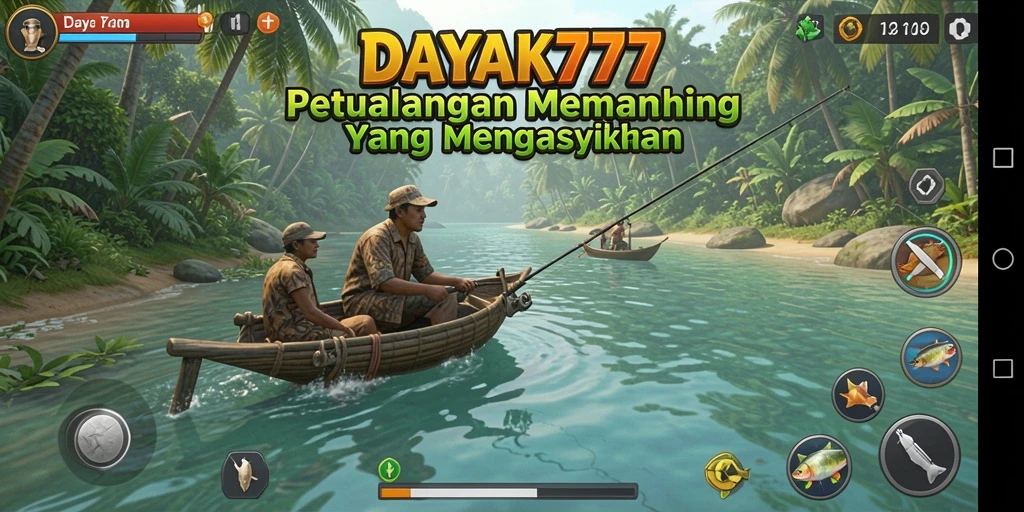 Tangkapan screenshot utama dari gameplay memancing yang seru.