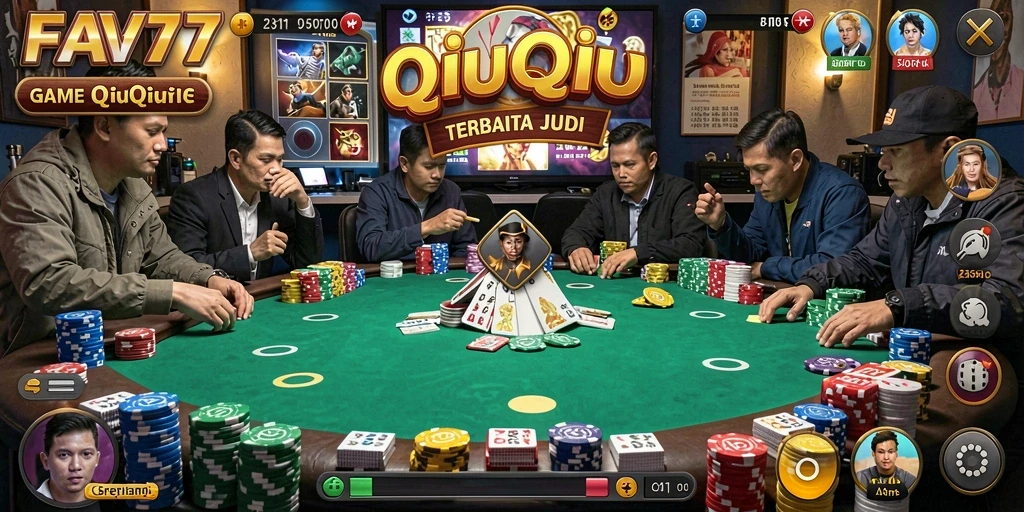Tampilan gameplay seru dari FAV77 yang menampilkan kartu QiuQiu.