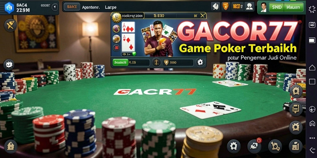 Screenshot GACOR77 menunjukkan gameplay Poker yang mendebarkan.