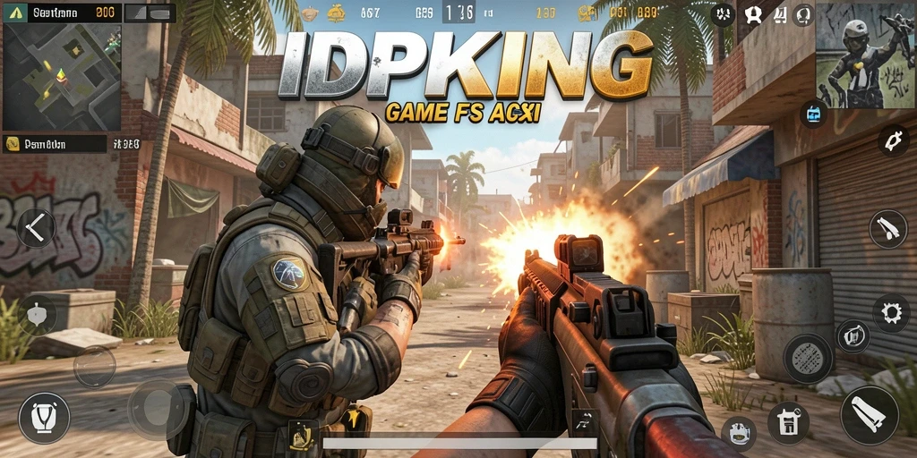 Screenshot menunjukkan pertempuran intens dalam <strong>IDPKING</strong> dengan grafis yang memukau.