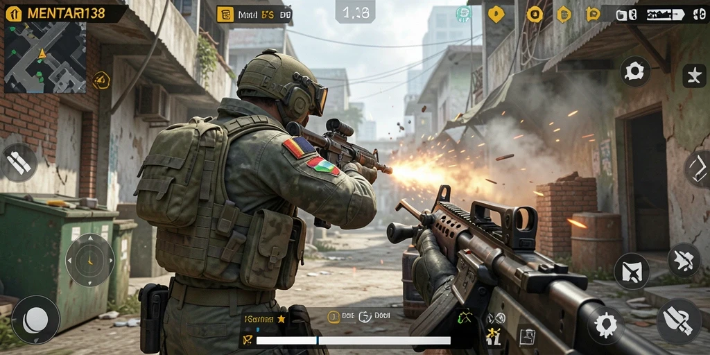 Screenshot gameplay MENTARI138 menampilkan aksi pertempuran intens.