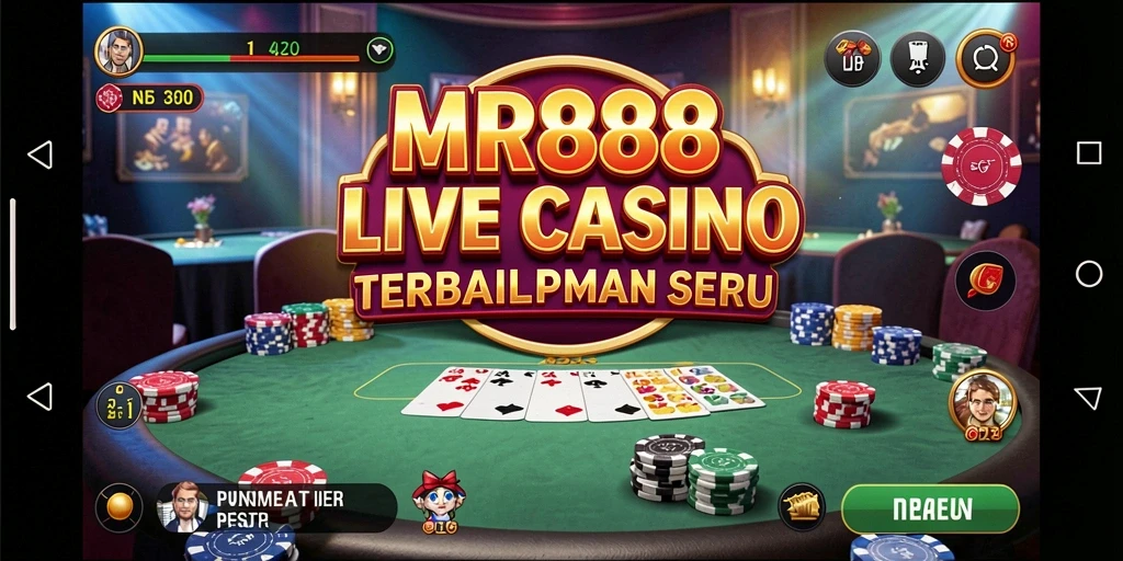 Tampilan gameplay MR888 menampilkan dealer langsung yang profesional dan suasana kasino yang nyata.