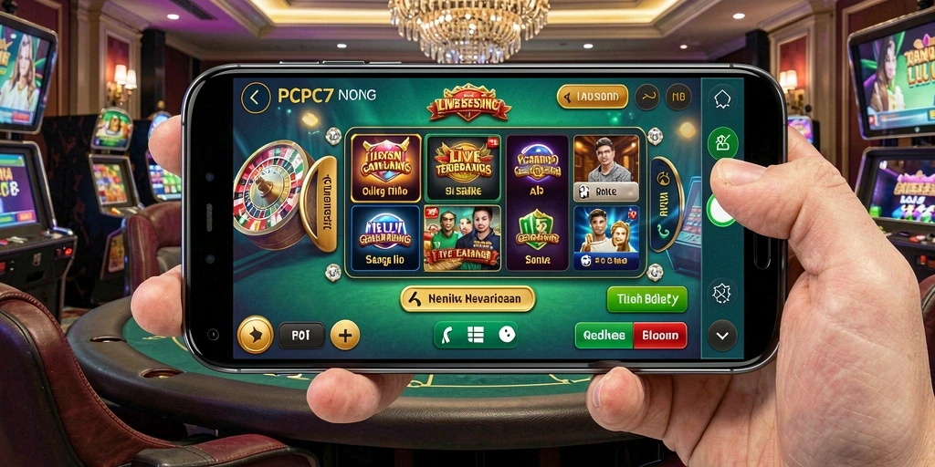 Tampilan utama gameplay Live Casino dari PCPC7 dengan dealer profesional.