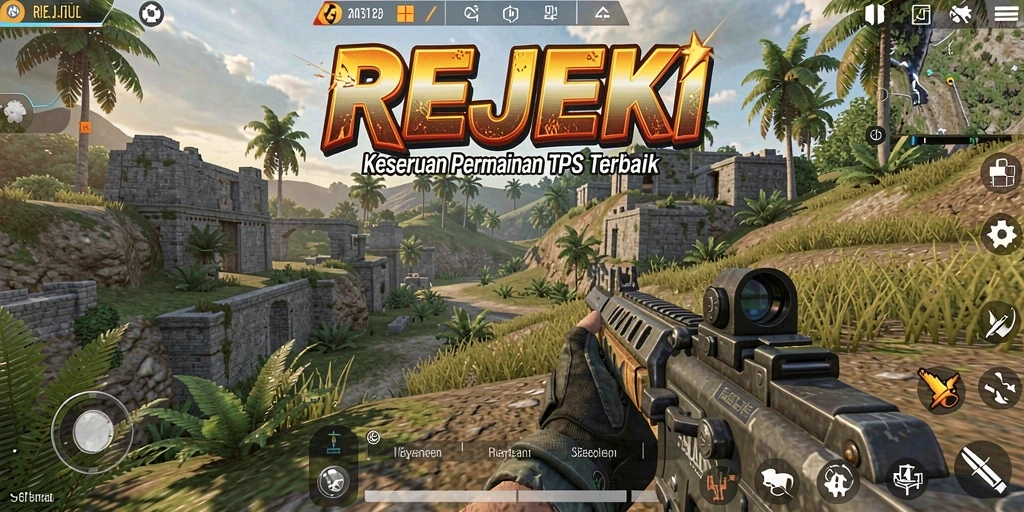 Tampilan gameplay seru dari REJEKI menunjukkan aksi tembak-menembak yang mendebarkan.