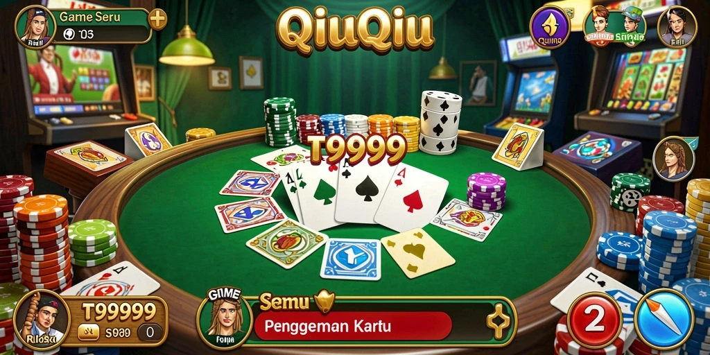 Tampilan gameplay QiuQiu yang mendebarkan di T9999.