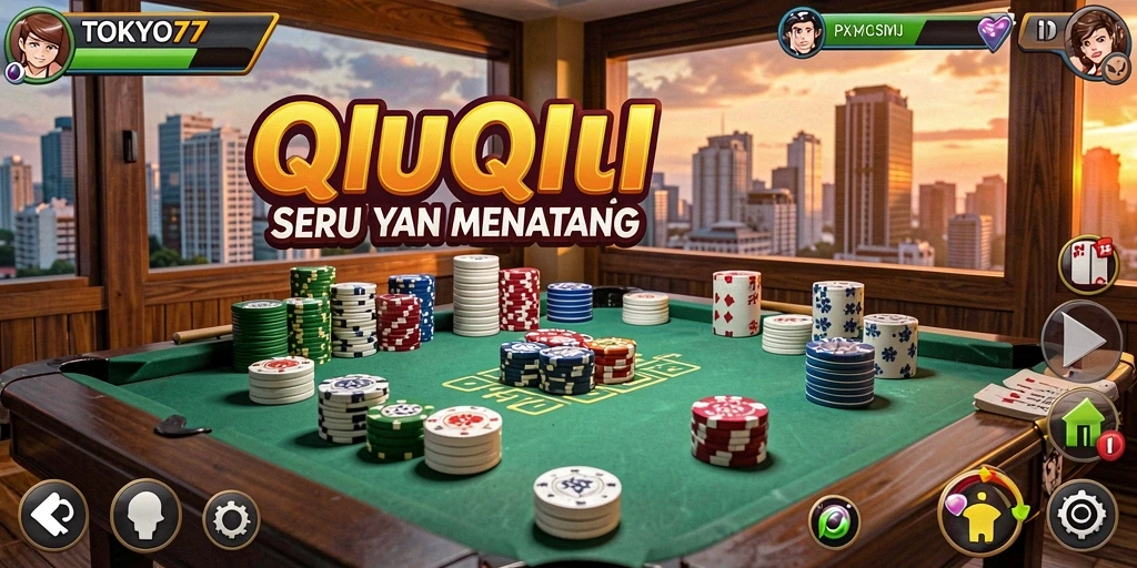 Screenshot utama TOKYO77 menampilkan gameplay QiuQiu yang mendebarkan.